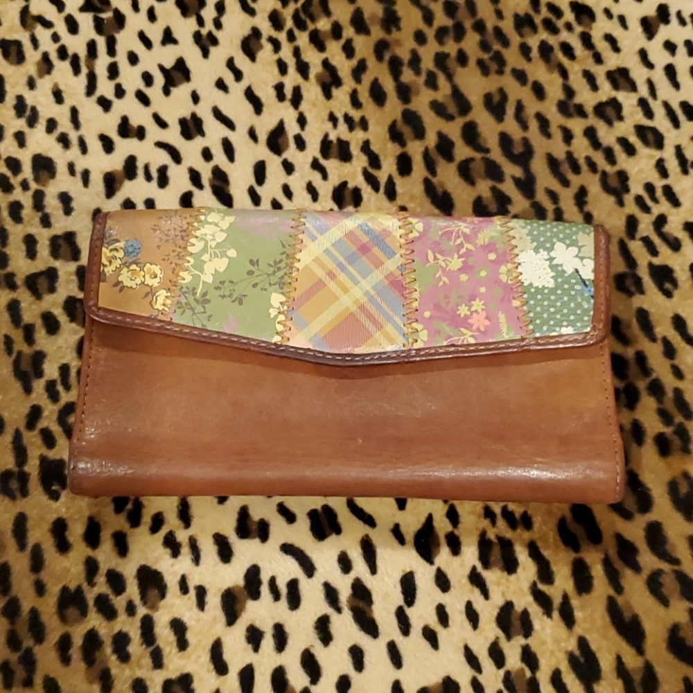 Fossil Chestnut Leather Patchwork Wallet - image 1